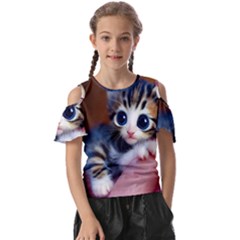 Cute Kitten Kitten Animal Wildlife 3d Kids  Butterfly Cutout Tee by Pakemis