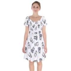 Cute Seamless Pattern With Koala Panda Bear Short Sleeve Bardot Dress by Pakemis