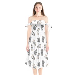 Cute Seamless Pattern With Koala Panda Bear Shoulder Tie Bardot Midi Dress by Pakemis