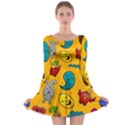 Graffiti Characters Seamless Ornament Long Sleeve Skater Dress View1