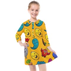 Graffiti Characters Seamless Ornament Kids  Quarter Sleeve Shirt Dress by Pakemis