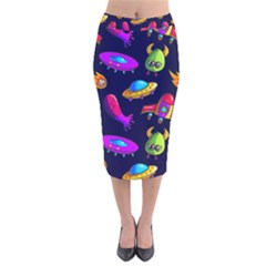 Space Pattern Velvet Midi Pencil Skirt by Pakemis