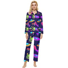 Space Pattern Womens  Long Sleeve Velvet Pocket Pajamas Set by Pakemis