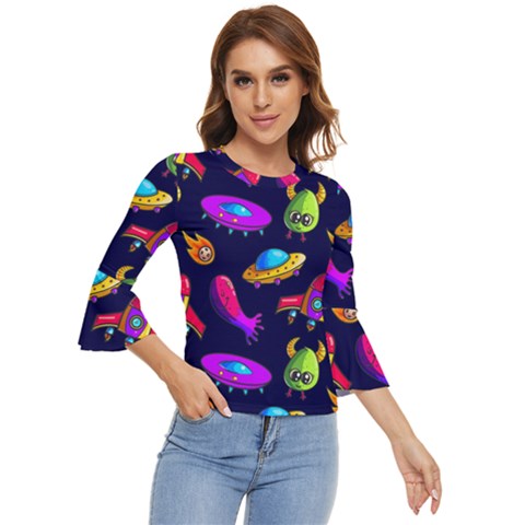 Space Pattern Bell Sleeve Top by Pakemis