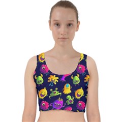 Space Patterns Velvet Racer Back Crop Top by Pakemis