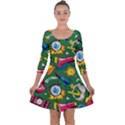 Pop Art Colorful Seamless Pattern Quarter Sleeve Skater Dress View1