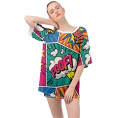 Comic Colorful Seamless Pattern Oversized Chiffon Top by Pakemis