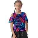 Background With Violet Blue Tropical Leaves Kids  Butterfly Cutout Tee View1