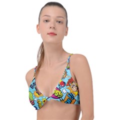 Comic Elements Colorful Seamless Pattern Knot Up Bikini Top by Pakemis