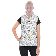 Set Cute Colorful Doodle Hand Drawing Women s Button Up Vest by Pakemis