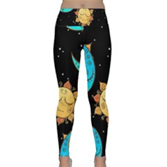 Seamless Pattern With Sun Moon Children Lightweight Velour Classic Yoga Leggings by Pakemis