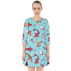 Pattern-with-koi-fishes Smock Dress by Pakemis