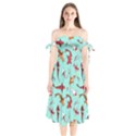 Pattern-with-koi-fishes Shoulder Tie Bardot Midi Dress View1