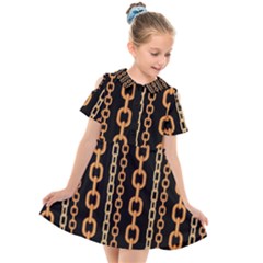 Gold-chain-jewelry-seamless-pattern Kids  Short Sleeve Shirt Dress by Pakemis