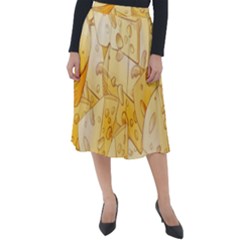 Cheese-slices-seamless-pattern-cartoon-style Classic Velour Midi Skirt  by Pakemis