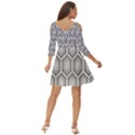 Halftone-tech-hexagons-seamless-pattern Shoulder Cut Out Zip Up Dress View4