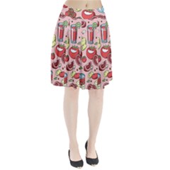 Tomato-seamless-pattern-juicy-tomatoes-food-sauce-ketchup-soup-paste-with-fresh-red-vegetables-backd Pleated Skirt by Pakemis