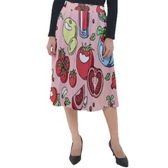 Tomato-seamless-pattern-juicy-tomatoes-food-sauce-ketchup-soup-paste-with-fresh-red-vegetables-backd Classic Velour Midi Skirt  by Pakemis