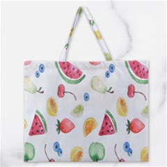 Fruit Summer Vitamin Watercolor Zipper Large Tote Bag by artworkshop