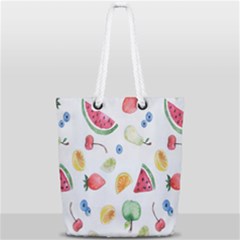 Fruit Summer Vitamin Watercolor Full Print Rope Handle Tote (small) by artworkshop