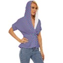 Pattern Lightweight Drawstring Hooded Top View3