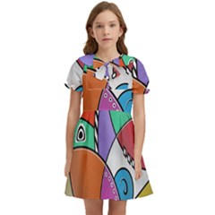 Modern Art Kids  Bow Tie Puff Sleeve Dress by gasi