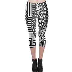 Black And White Capri Leggings  by gasi