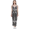 Black and white V-Neck Spaghetti Strap Tie Front Jumpsuit View1