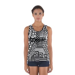 Black And White Sport Tank Top  by gasi