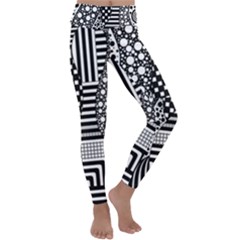 Black And White Kids  Lightweight Velour Classic Yoga Leggings by gasi