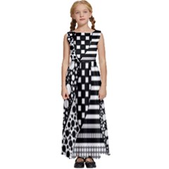 Black And White Kids  Satin Sleeveless Maxi Dress by gasi