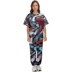 Abstract Art Kids  Tee And Pants Sports Set by gasi