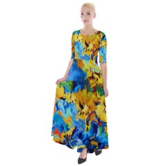 Abstract Art Half Sleeves Maxi Dress by gasi