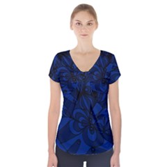 Blue 3 Zendoodle Short Sleeve Front Detail Top by Mazipoodles