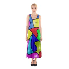 Colorful Abstract Art Sleeveless Maxi Dress by gasi