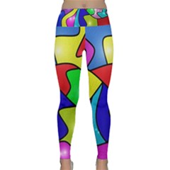 Colorful Abstract Art Lightweight Velour Classic Yoga Leggings by gasi