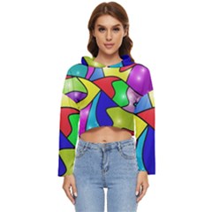 Colorful Abstract Art Women s Lightweight Cropped Hoodie by gasi