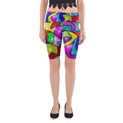 Colorful Abstract Art Yoga Cropped Leggings by gasi