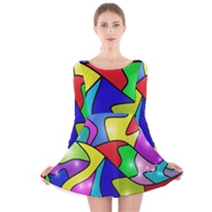 Colorful Abstract Art Long Sleeve Velvet Skater Dress by gasi