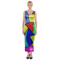 Colorful Abstract Art Fitted Maxi Dress by gasi