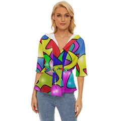 Colorful Abstract Art Lightweight Drawstring Hooded Top by gasi