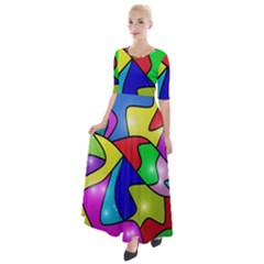 Colorful Abstract Art Half Sleeves Maxi Dress by gasi