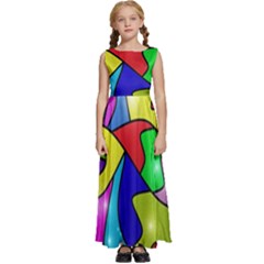 Colorful Abstract Art Kids  Satin Sleeveless Maxi Dress by gasi