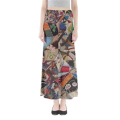 Background Embroidery Pattern Stitches Abstract Full Length Maxi Skirt by Uceng