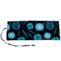 Flower Nature Blue Black Art Pattern Floral Roll Up Canvas Pencil Holder (S) View1