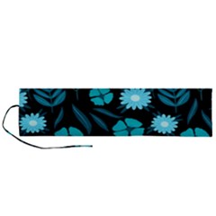 Flower Nature Blue Black Art Pattern Floral Roll Up Canvas Pencil Holder (l) by Uceng