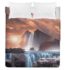 Water Waterfall Nature River Lake Planet Fantasy Duvet Cover Double Side (queen Size) by Uceng