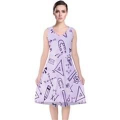 Science Research Curious Search Inspect Scientific V-neck Midi Sleeveless Dress  by Uceng