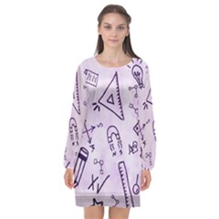 Science Research Curious Search Inspect Scientific Long Sleeve Chiffon Shift Dress  by Uceng