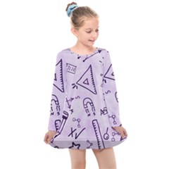 Science Research Curious Search Inspect Scientific Kids  Long Sleeve Dress by Uceng